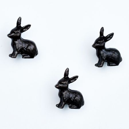 Antique Rabbit Metal Wall Hooks and Drawer Knobs 3 Pieces